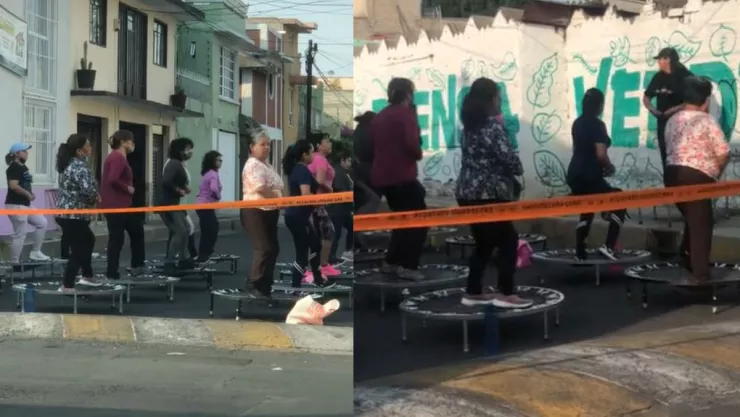 VIDEO Mujeres cierran la calle para hacer ejercicio entre vehículos.jp
