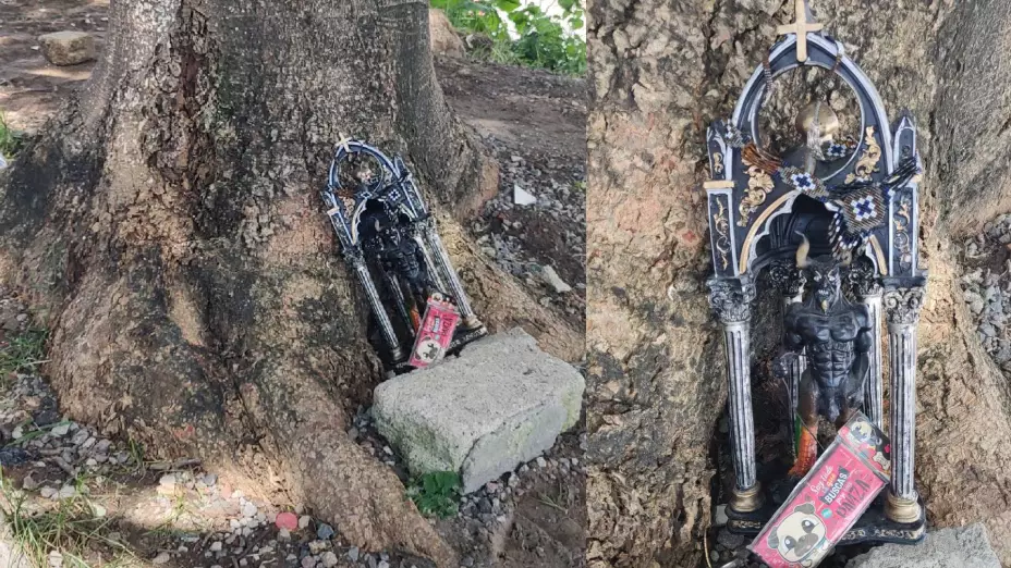 Encuentran figura de santería en fraccionamiento de Veracruz