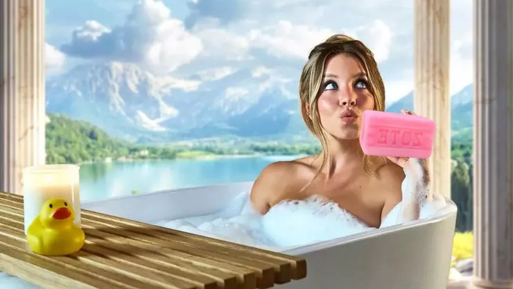 ¿Sydney Sweeney está vendiendo jabón hecho con agua de su bañera?