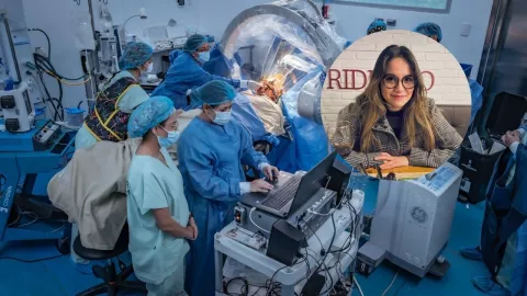 Imagen de quirófano y de Lorena Rodríguez, primera paciente de cirugía cerebral contra la depresión en Colombia.