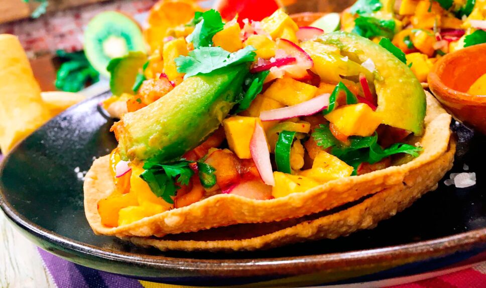 receta tostada de plátano macho y camarón