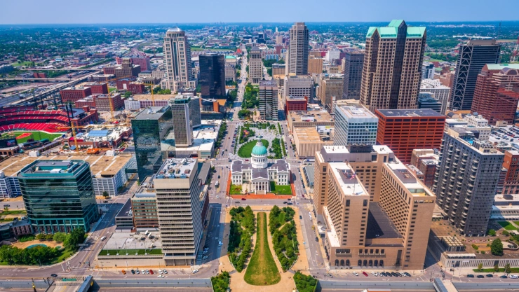 Postal de St. Louis, Missouri, Estados Unidos, desde arriba