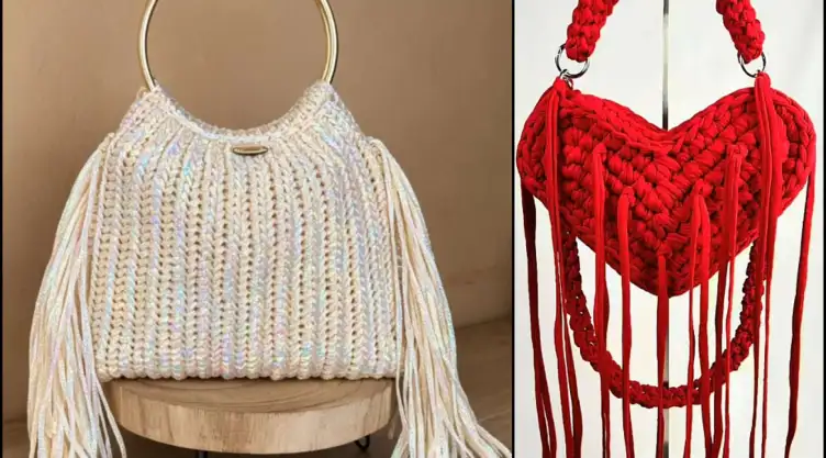 como tejer una bolsa de crochet con flecos