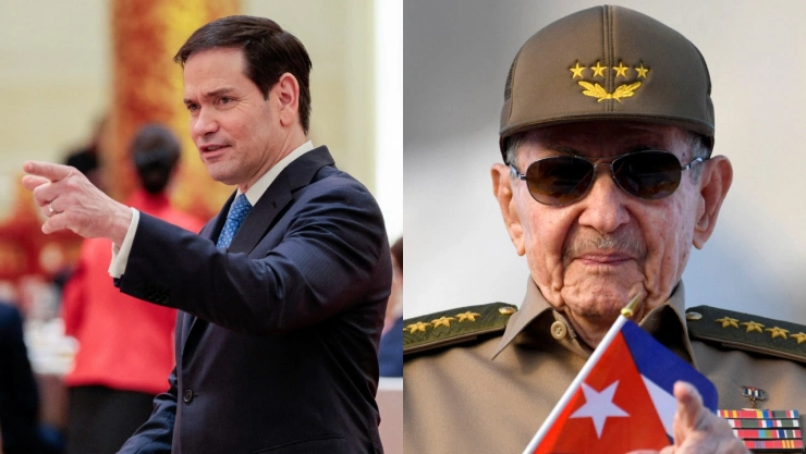 Fotos de Marco Rubio y Raúl Castro.
