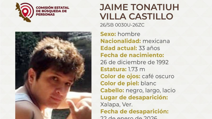 Jaime Tonatiuh Villa Castillo desaparecido en Veracruz