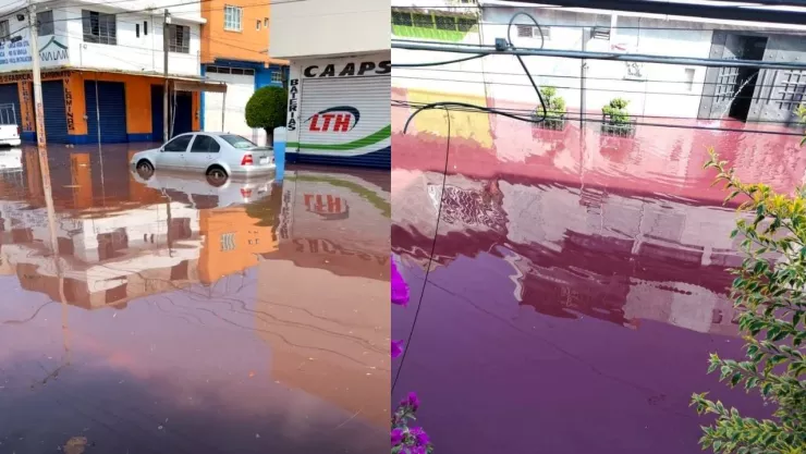 Agua rosa en Nezahualc&oacute;yotl, Estado de M&eacute;xico.