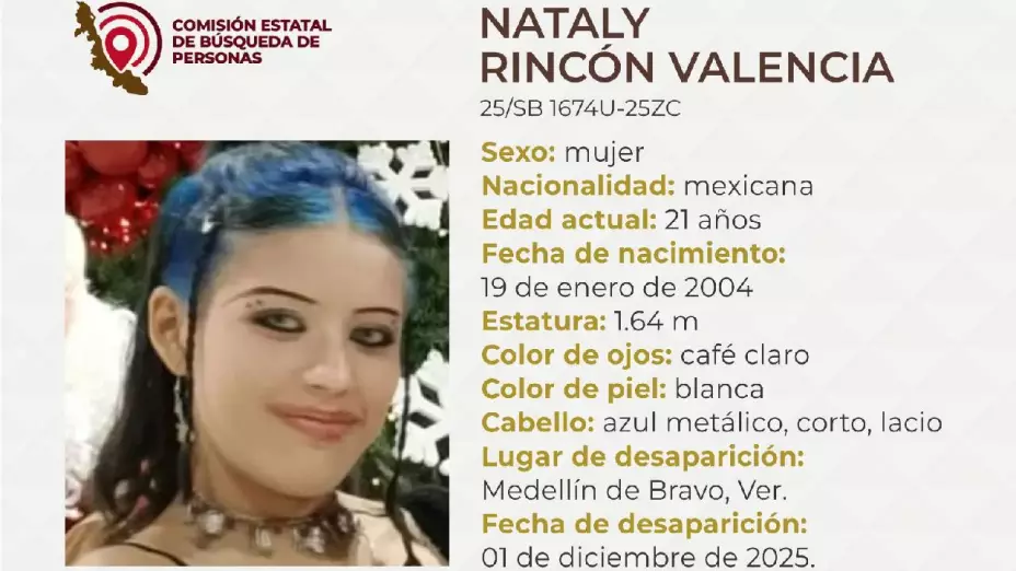 Nataly Rincón Valencia, reportada como desaparecida en Medellín, Veracruz ¿Qué sabemos de su desaparición?