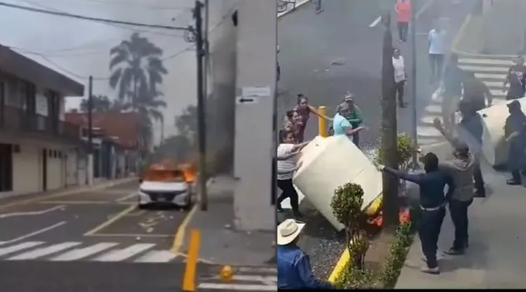 Zafarrancho Ixtaczoquitlán, Veracruz, queman patrullas por falta de agua.jpg