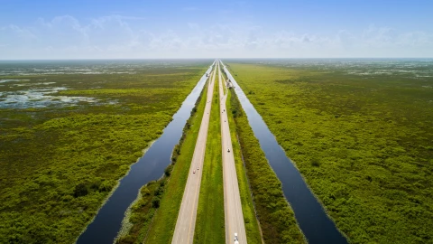 Vista aérea del Alligator Alley en Florida