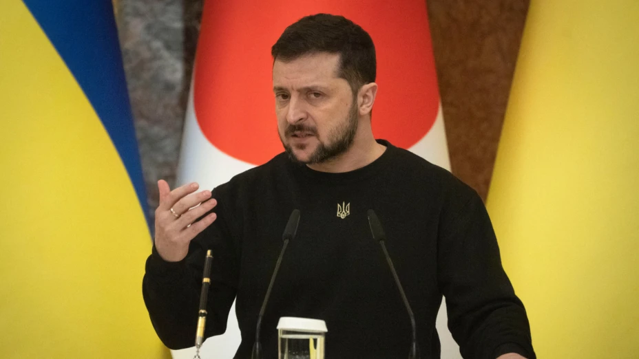 El presidente de Ucrania, Volodymyr Zelenskyy en conferencia de prensa.