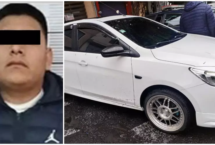 El conductor fue detenido por su posible responsabilidad en el delito de simulación de vehículo oficial.