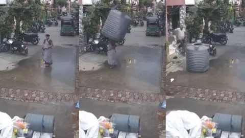 Tinaco cae del cielo y %22atrapa%22 a una mujer.jpg