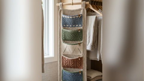 Cómo tejer un organizador de ropa interior y calcetines a crochet para colgar dentro del clóset
