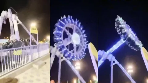 Captan el TERRORÍFICO momento en el que un juego mecánico se parte en dos