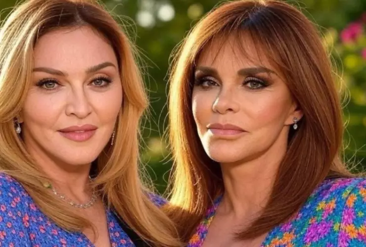 Madonna y Lucía Méndez, imagen creada con Inteligencia Artificial.
