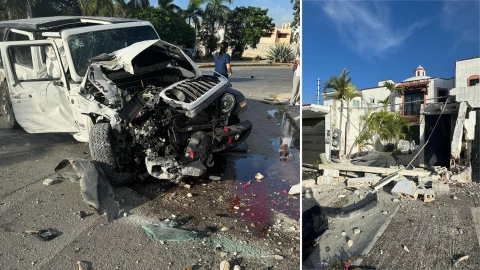 ¡Accidente mañanero en Cancún! Conductor destroza su auto tras chocar contra una casa en Santa Fe