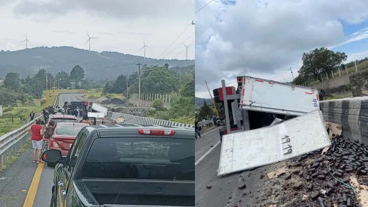 Volcadura provoca cierre total en la autopista Puebla-Orizaba