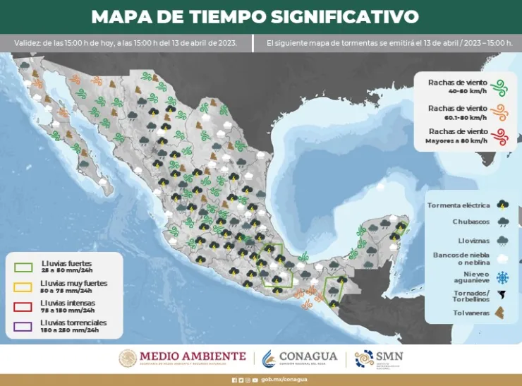 Clima en México 15 de abril