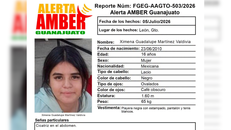 Alerta Amber buscan a Ximena Guadalupe Martínez Valdivia desaparecida en León