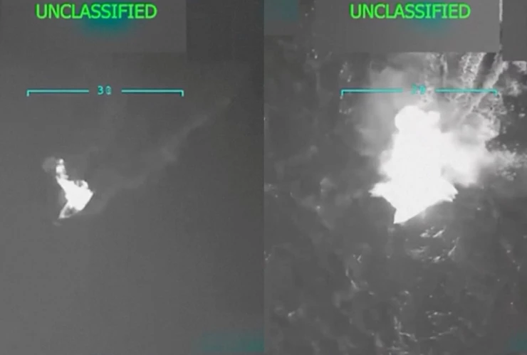 Imágenes del ataque a barco venezolano el 2 de septiembre de 2025.