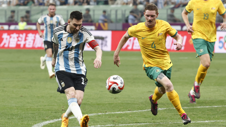 Messi contra Australia en amistoso