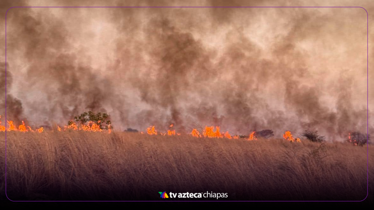 Incendio en Chiapa de Corzo: Vecinos y automovilistas reportan fuego en una zona de pastizales
