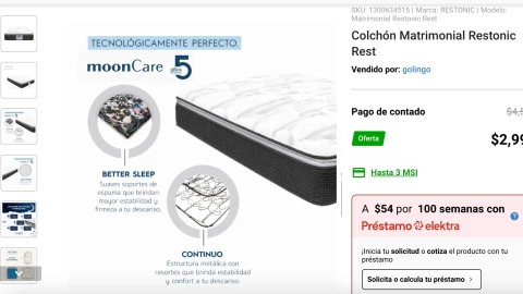 Así es el colchón matrimonial que está en promoción en Elektra