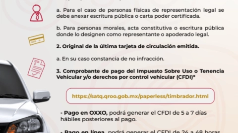Lista de requisitos para el refrendo vehicular en Quintana Roo en enero 2025.