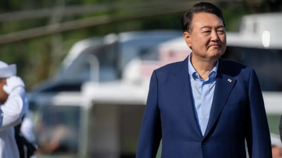 El presidente surcoreano Yoon Suk Yeol llega a Camp David, EU.
