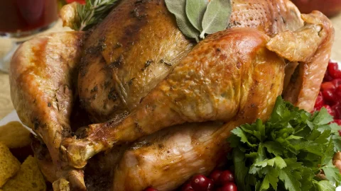 Un pavo cocinado para el D&iacute;a de Acci&oacute;n de Gracias el 2 de noviembre de 2009, en Concord, EE.UU. Imagen: AP
