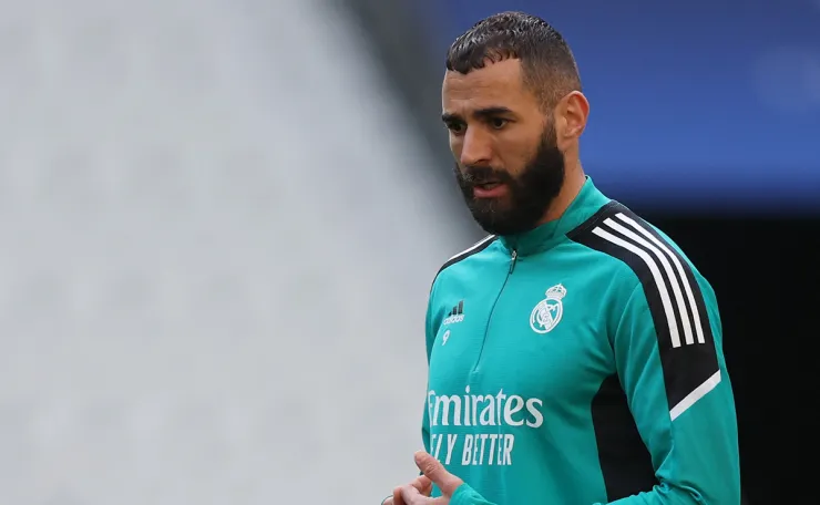 Karim Benzema en el entrenamiento del Real Madrid en Champions League