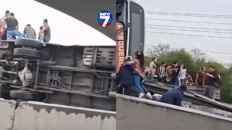 Imágenes impactantes: autobús se vuelca en Apodaca y provoca la muerte de ocho personas