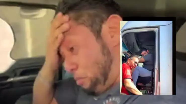Video viral: trailero llora tras tirar unos cables y postes en Campeche
