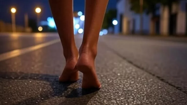 mujer camina sin ropa en Veracruz