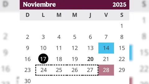Días oficiales de descanso en México para noviembre 2025