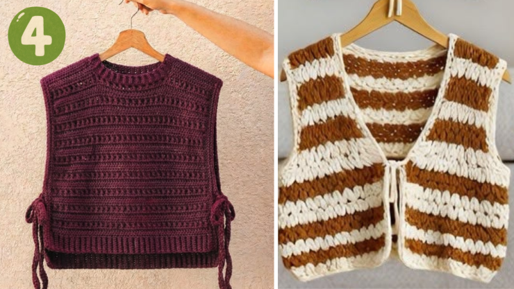 4 ideas de chalecos de crochet bonitos y fáciles de hacer; se ven muy aesthetic