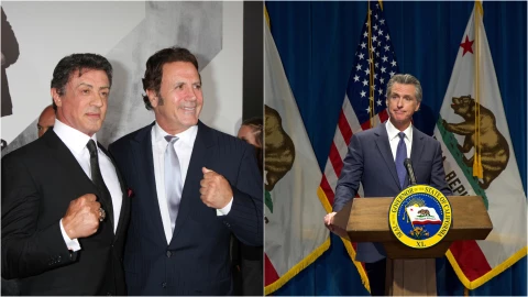 Frank y Sylvester Stallone junto a Gavin Newsom