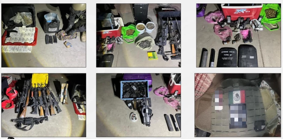 Encuentran arsenal con lanzallamas y granadas en Navojoa, Sonora (FOTOS)