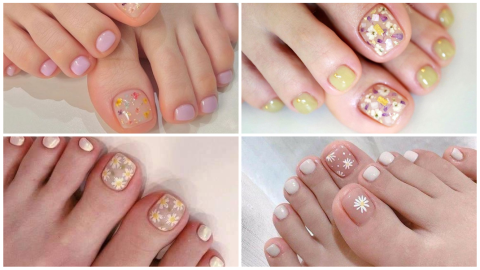 estampados florales - diseños de uñas de pies para la temporada primavera-verano 2026