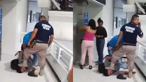 Guardias de seguridad exhibidos_ someten a una persona en terminal ADO de Cancún.jpg