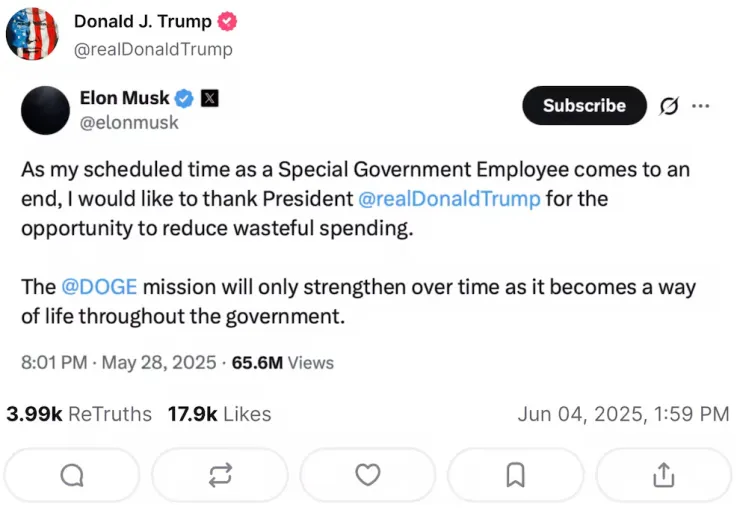 Trump publicó en su red social, Truth Social.
