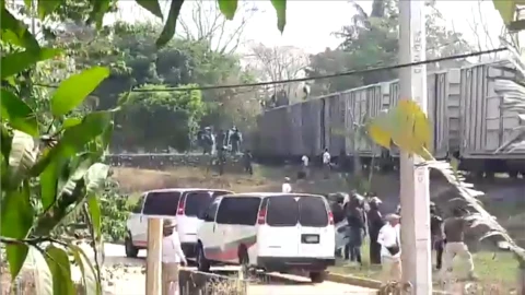 Detienen elementos del INM tren que salió de Ixtepec, Oaxaca