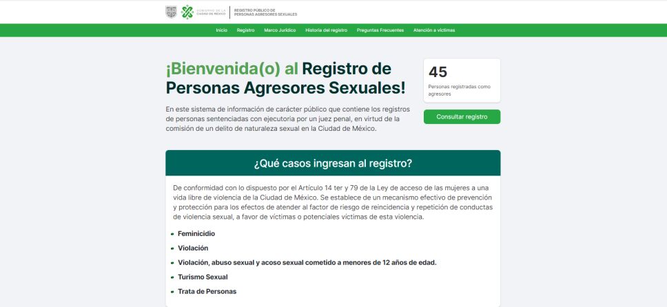 Registro de agresores sexuales en la CDMX