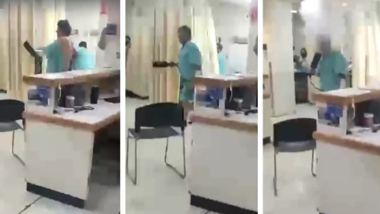 Paciente amenaza a personal con extintor