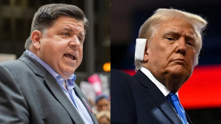 JB Pritzker, gobernador de Illinois, y Donald Trump, presidente de Estados Unidos