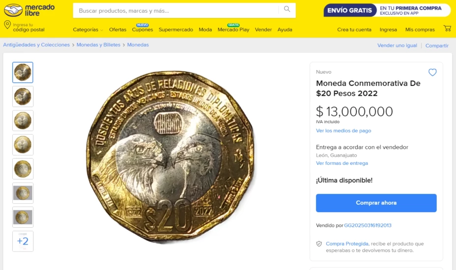 moneda de 20 pesos