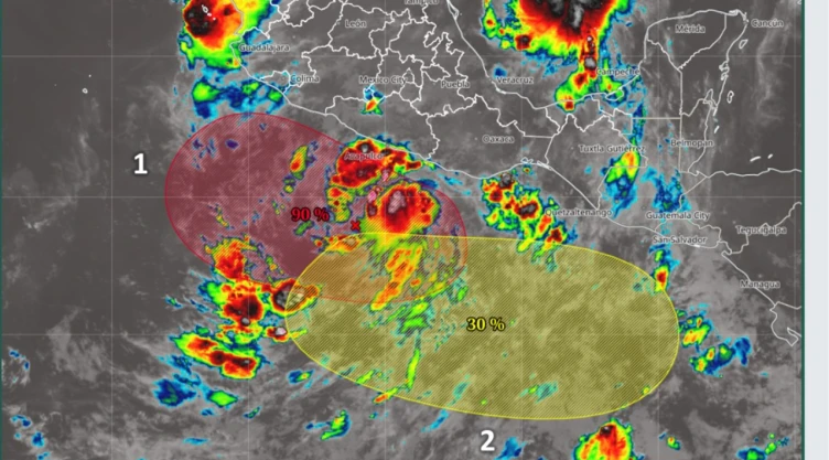 No solo es la tormenta tropical “Isaías": SMN vigila dos zonas de baja presión en el Pacífico; una de ellas con 90% de probabilidades de aumentar su intensidad