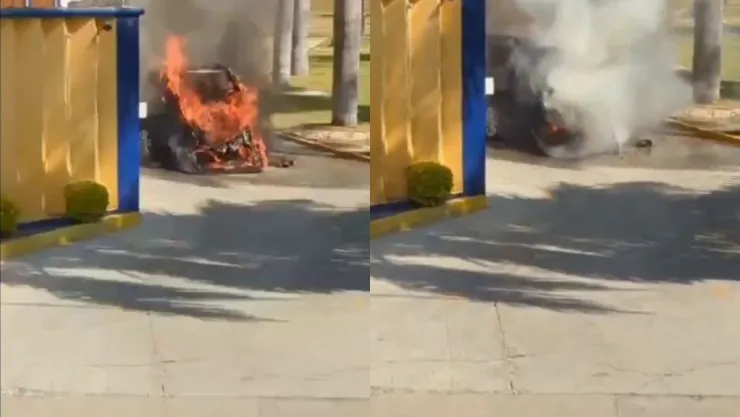 Auto se incendia en motel