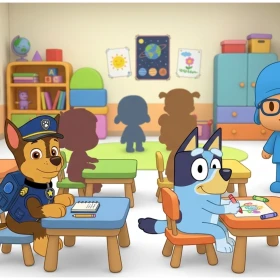 Regreso a clases pocoyó, bluey y paw patrol