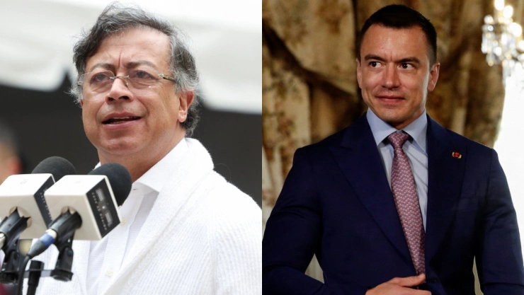Fotos de Gustavo Petro y Daniel Noboa, presidentes de Colombia y Ecuador.